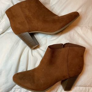 Brown heeled ankle booties